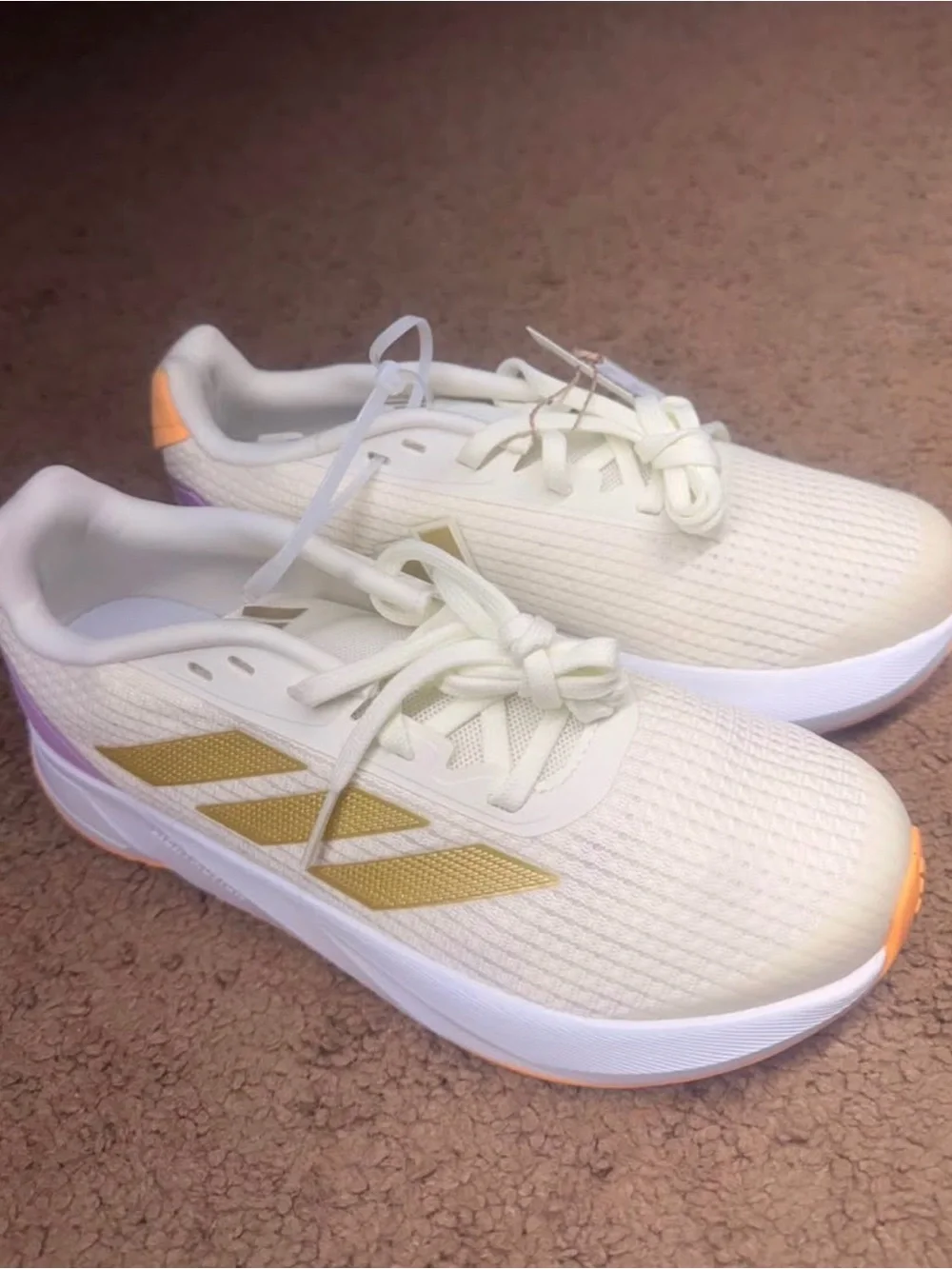 adidas Women's Cream Running Sneakers with Yellow & Pink Accents